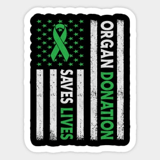 Organ Donation Saves Lives USA Flag Organ Donation Awarenes Sticker